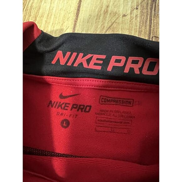 Nike Pro Dri-Fit Compression Women’s Gym Workout Long Sleeve Red Shirt - Picture 8 of 12